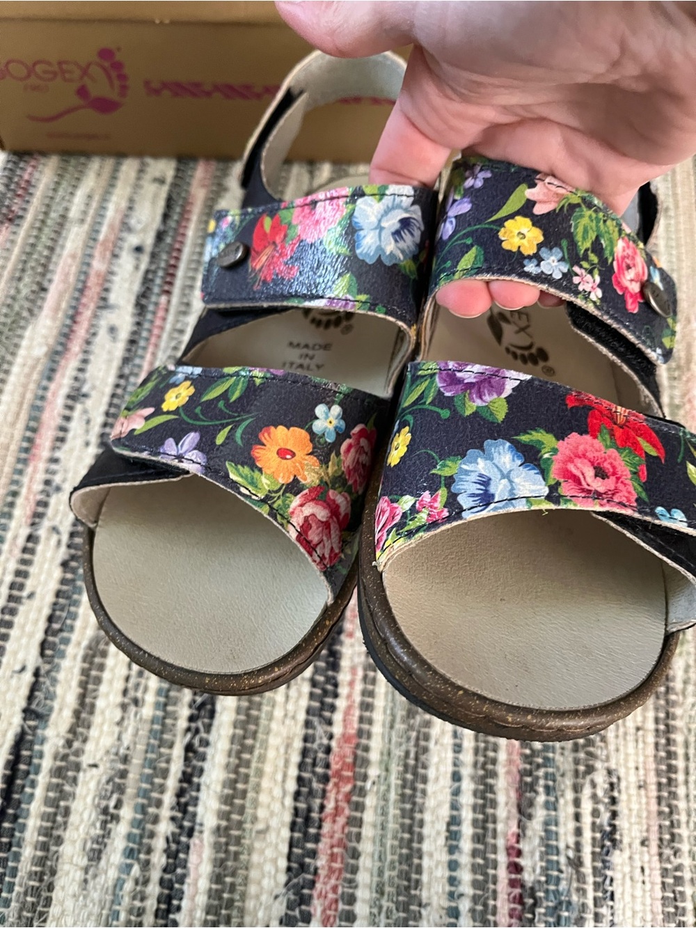 Sogex 1965 Comfort Italian Sandals Anatomic Floral Italy 36 Adjustable Fit Wedge - Picture 11 of 11